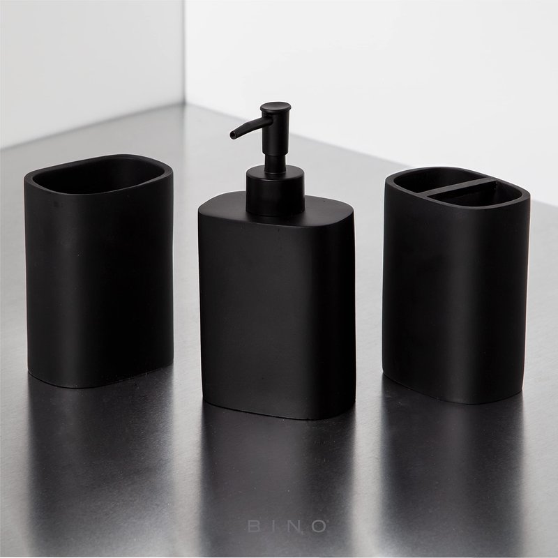 BINO | 3-Piece Bathroom Accessories Set | Stylish Soap Dispenser | Toothbrush Holder and Tumbler for Functional and Elegant Bathroom Decor | Bathroom Essentials | Bathroom Organizer Set & Decor