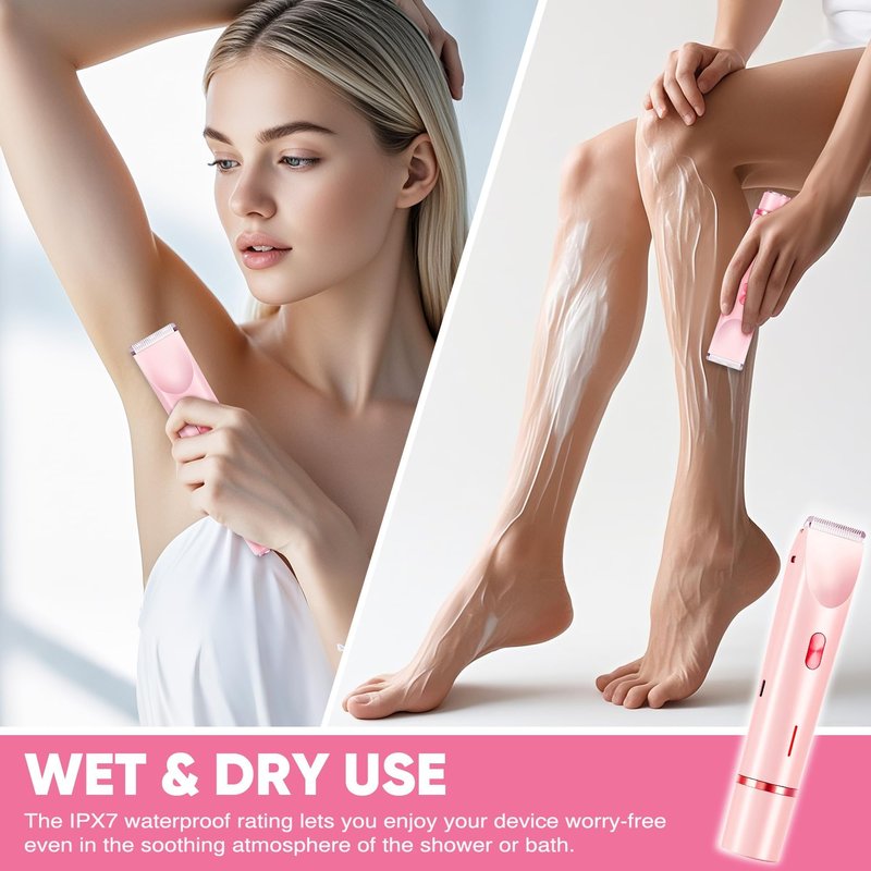 XDesign Bikini Trimmer for Women, 2 in 1 Electric Razors for Women, Dermave Bikini Shaver, IPX7 Waterproof & Easy Cleaning, Ceramic Blade, 120 Min Cordless Runtime, Ultra Low Silent