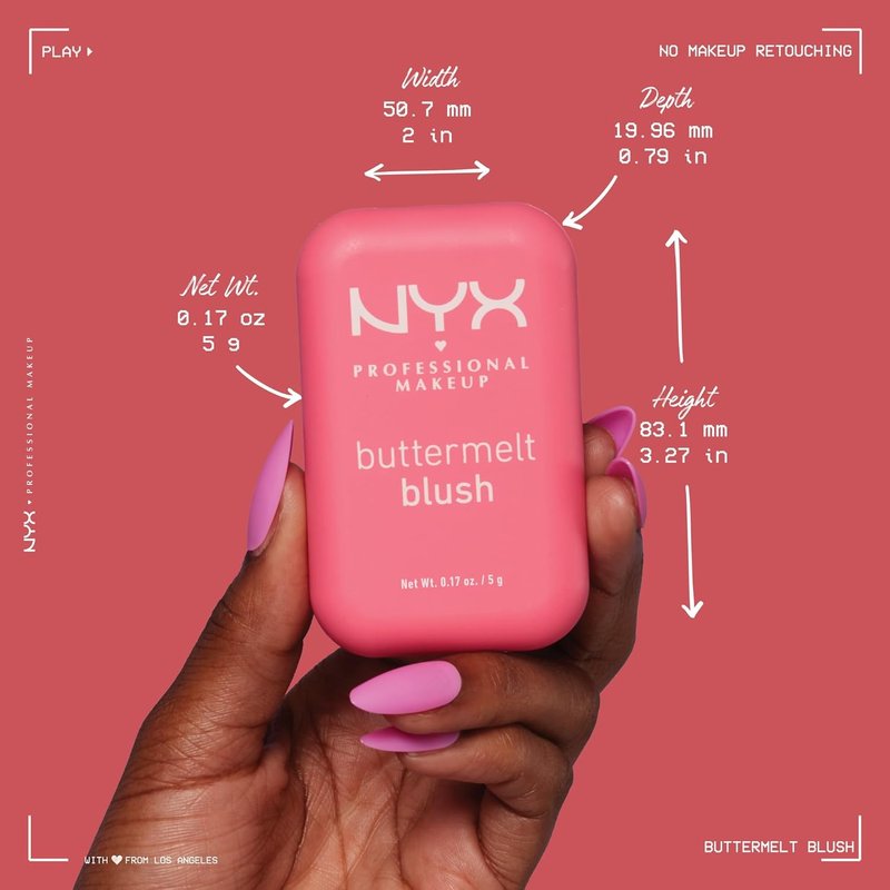 NYX Buttermelt Powder Blush - Fade & Transfer-Resistant Vegan Formula | Long-Lasting 12HR Wear
