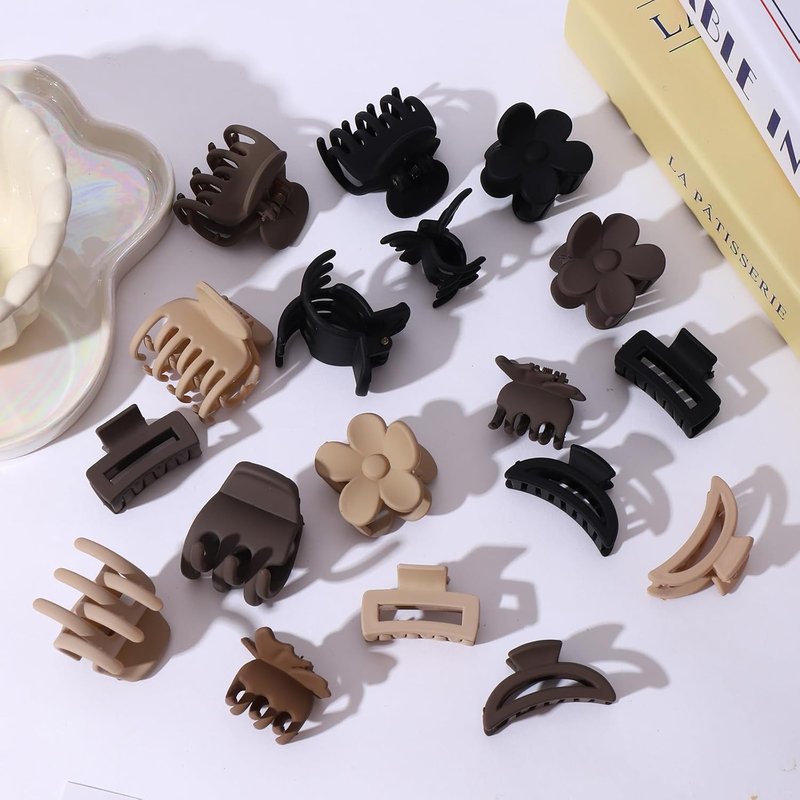 Skiennix 18 Pcs Small Hair Clips Set - Stylish Butterfly & Flower Claw Clips for All Hair Types