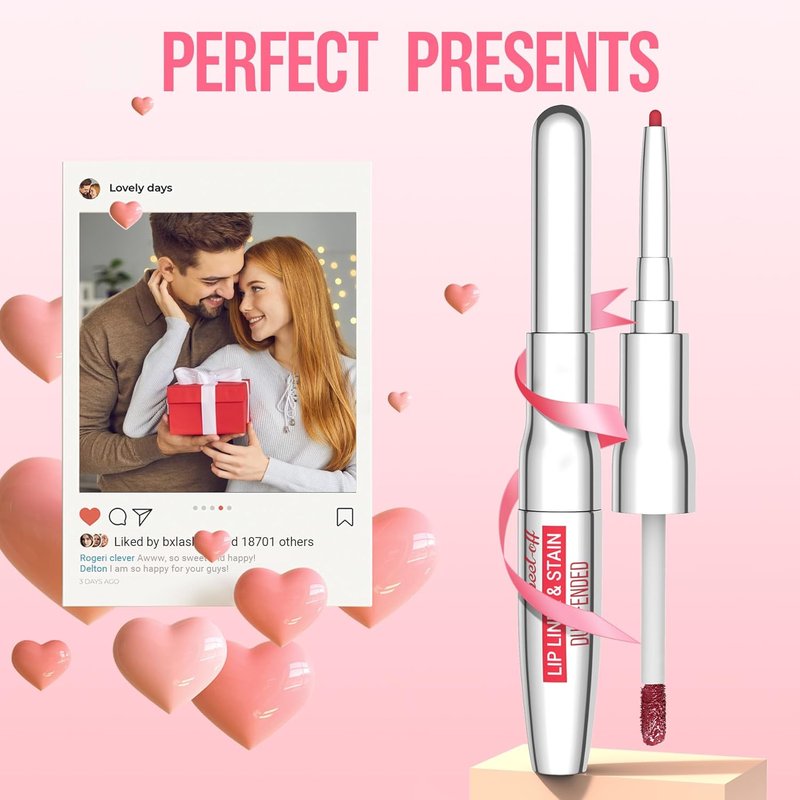 iMethod Lip Liner Stain - Long-Lasting 2-In-1 Dual-Ended Peel Off Lip Stain with Tweezer | Natural Rose Color