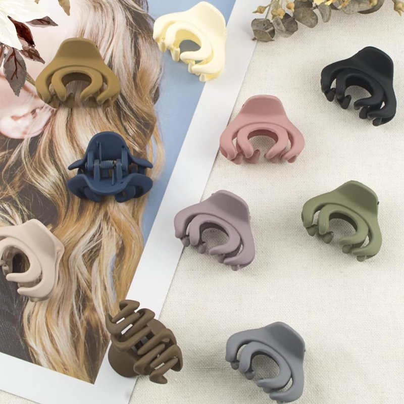 Small Hair Clips for Women Girls Kids, Tiny Hair Claw Clips for Thin/Medium Thick Hair, 1.5 Inch Mini Hair Jaw Clips Matte Octopus Clip Nonslip Spider Clip with Gift Box (Pack of 10 Colors)
