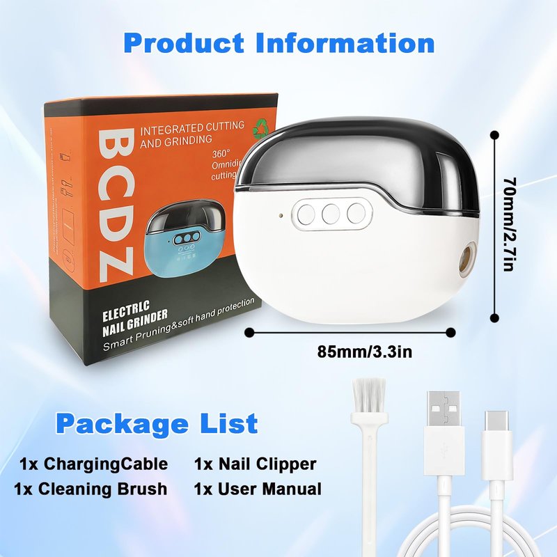 Electric Nail Clipper, 3 Speed Electric Nail Clippers for Seniors & Adults, Baby Electric Nail Trimmer with Light & Clip Storage, USB Electric Automatic Nail Clipper for Fingernail (Ivory White)