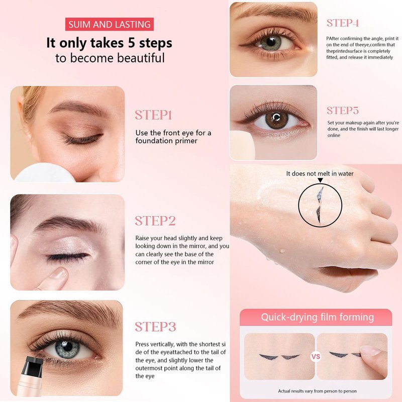 DENESTUP 2Pcs Eyeliner Stamp Wing Cat Eye Liner Stamp, Magnetic Eyeliner Stamp Pen Long Lasting Waterproof Winged Beginner Liquid Eyeliner Makeup (Black)