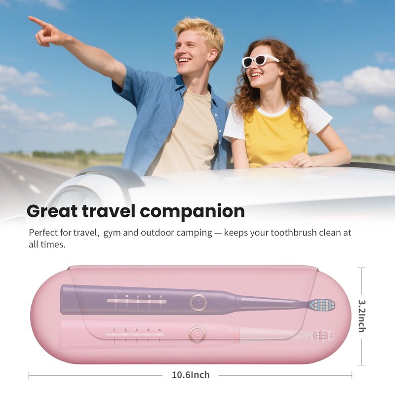 iTokGok Silicone Electric Toothbrush Travel Case, Manual Toothbrush Travel Cover for Men and Women,Toothbrush Holder for Travel,Gym and More, Fits Most Manual and Electric Toothbrushes - Pink