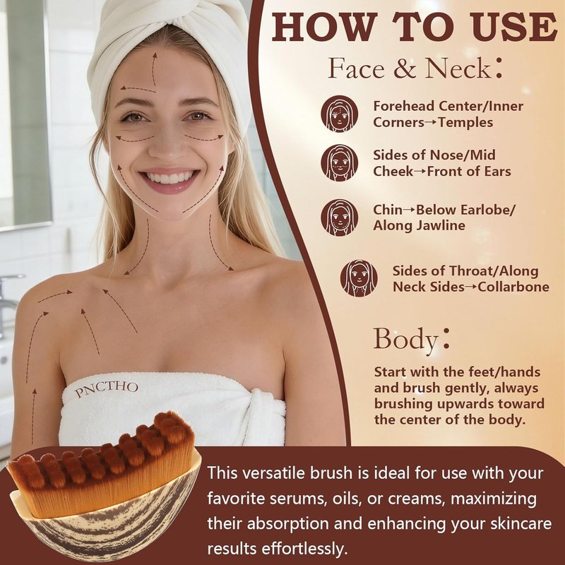 Skiennix Lymphatic Contour Face Brush - De-Puffing Massager for Chin & Neck | Smooth Skin & Firming