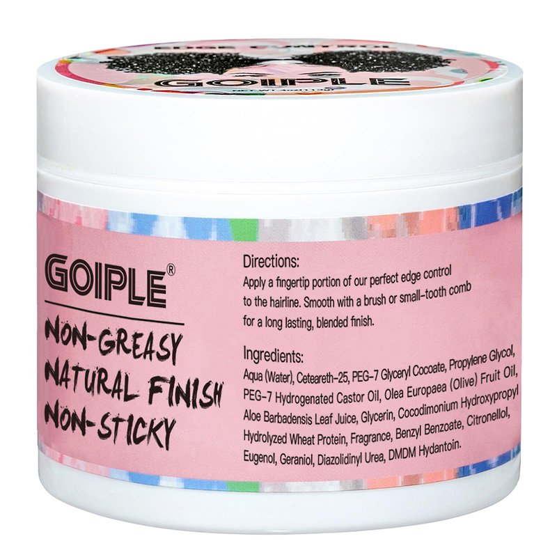 Goiple Edge Control Wax for Women Strong Hold Non-greasy, Edge Wax Styling Gel for Black Women Hair No Flaking, White Residue, Shine and Smooth Strawberry Scent 4oz