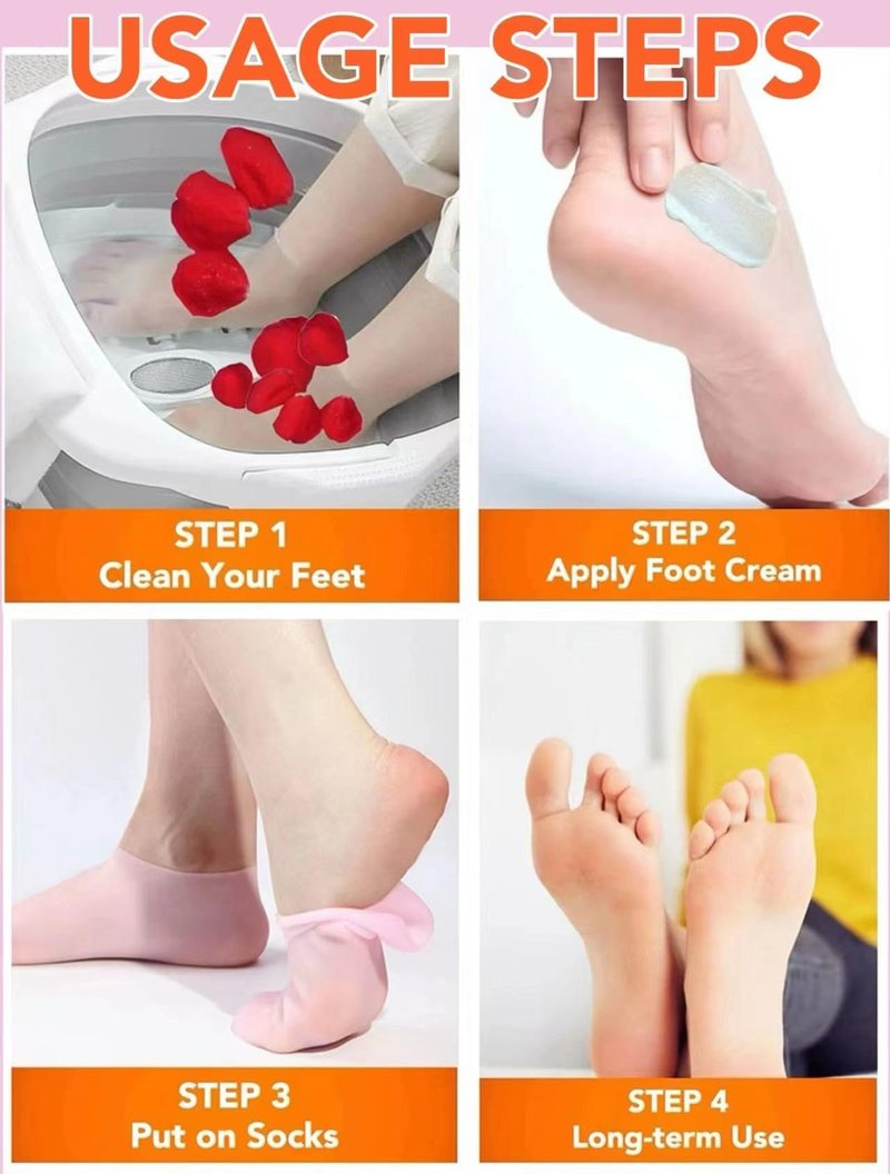 2 Pairs Silicone Socks for Dry Cracked Feet Women,Silicones Moisturizing Socks,Foot Spa Pedicure Silicone Socks for Repairing Dry Feet,Cracked Heels and Softening Rough Skin(Fits Size 8 to 11)