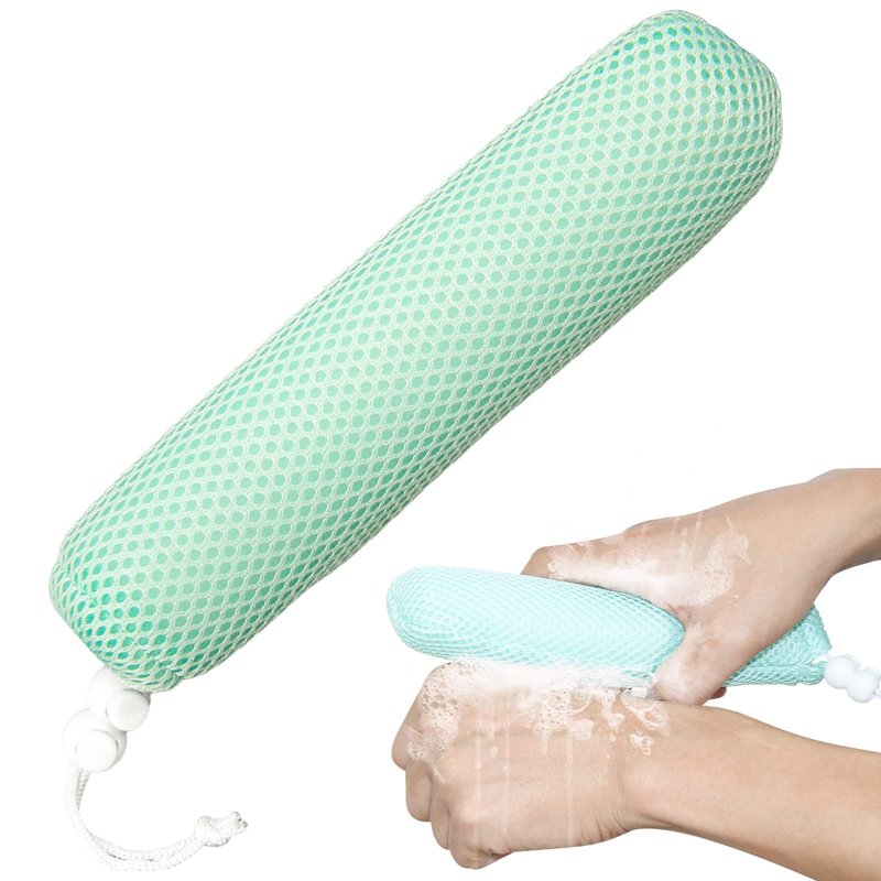 Bath Brush Head with Sponge,Back Scrubber Bath Mesh Bath Body Brush Head for Elderly Aid Bathing and Shower(White Head)