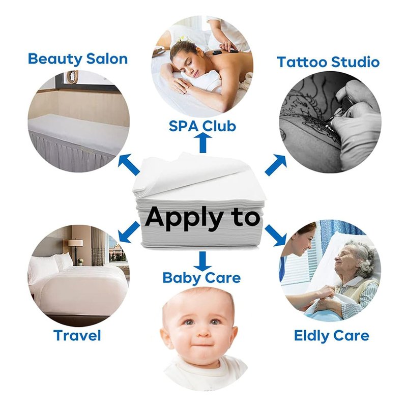 Disposable Bed Sheets for Spa & Massage Tables - Non-Woven Fabric, 31" x 78", White, 20 Pack