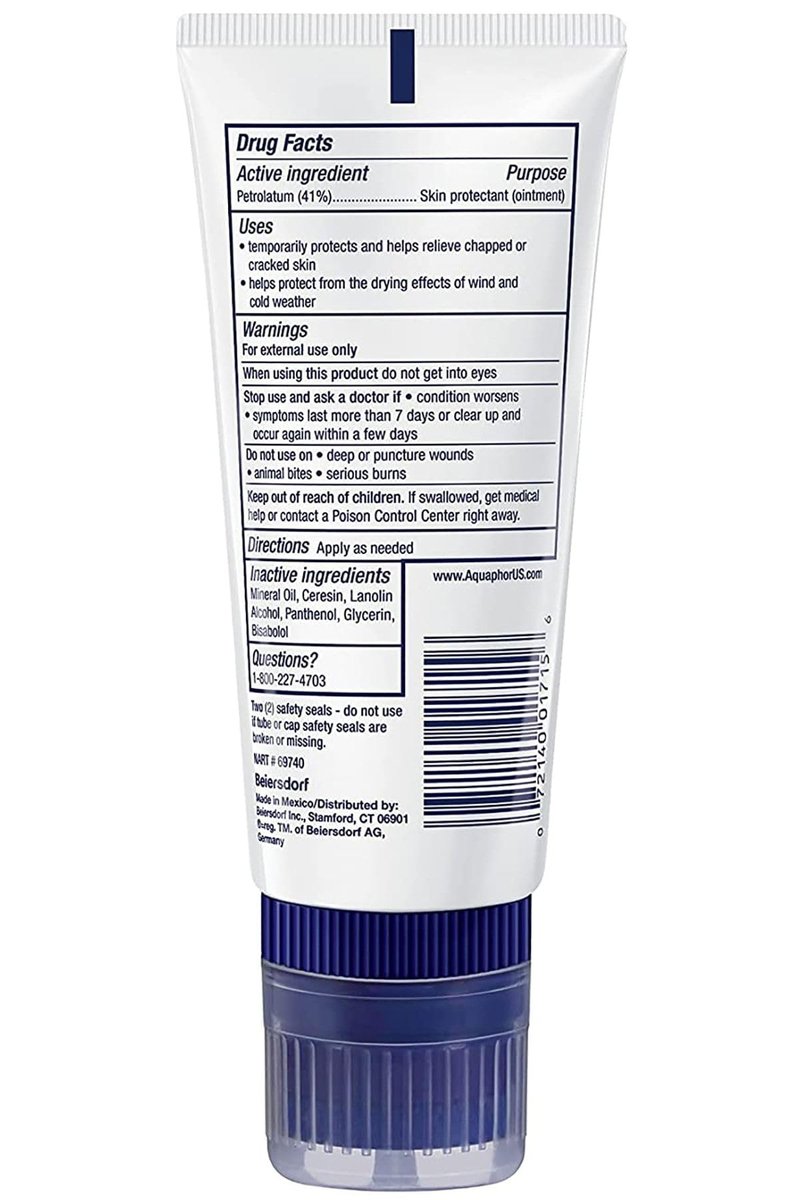 Aquaphor Healing Ointment Advanced Therapy Skin Protectant with Touch-Free Applicator, 3 Oz Tube, Pack of 3