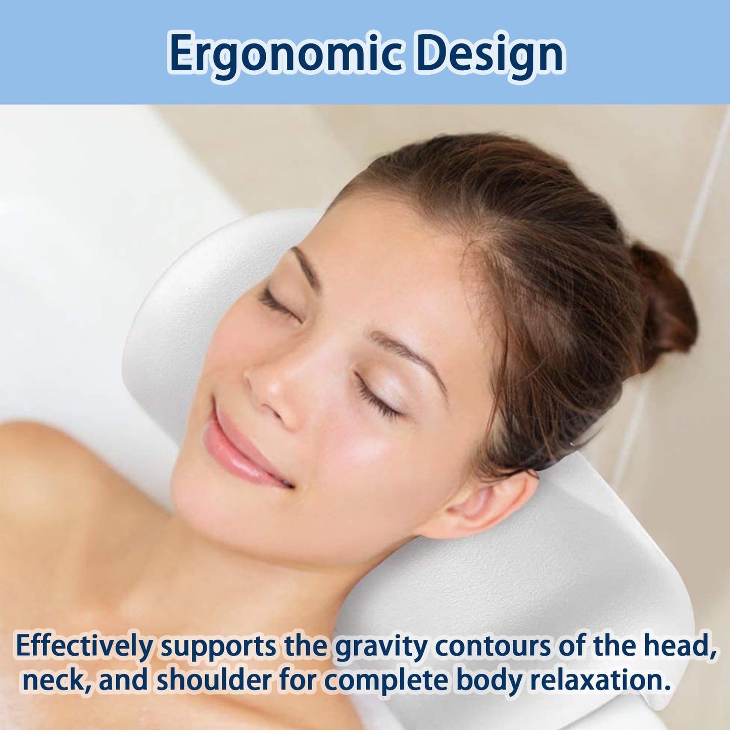 Guluto Bath Pillow Bathtub Pillow, Bath Pillows for Tub Head and Neck Support, Waterproof Bath Tub Pillows with Strong Non-Slip Suction Cups, Relaxing Bath Accessories for Soaking, Spa White