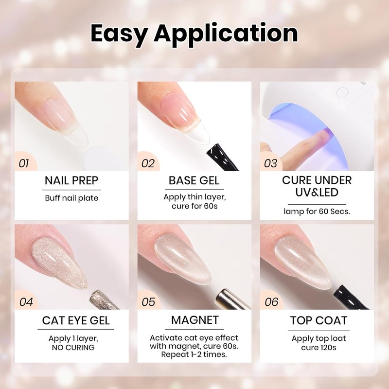 Beetles Nude Cat Eye Gel Nail Polish - 15ML Magnetic Shimmer for Elegant Summer Manicures | Soak Off UV Formula