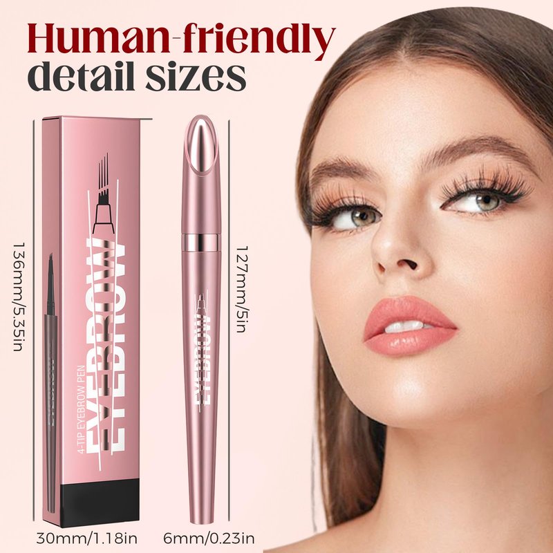 Microblading Eyebrow Pen, 2026 New 4-Tip 3D Eyebrow Pencil, Waterproof Long-Lasting Fine Stroke Contouring Pen, Premium Natural Brow Makeup for All-Day Wear (Dark Coffee)
