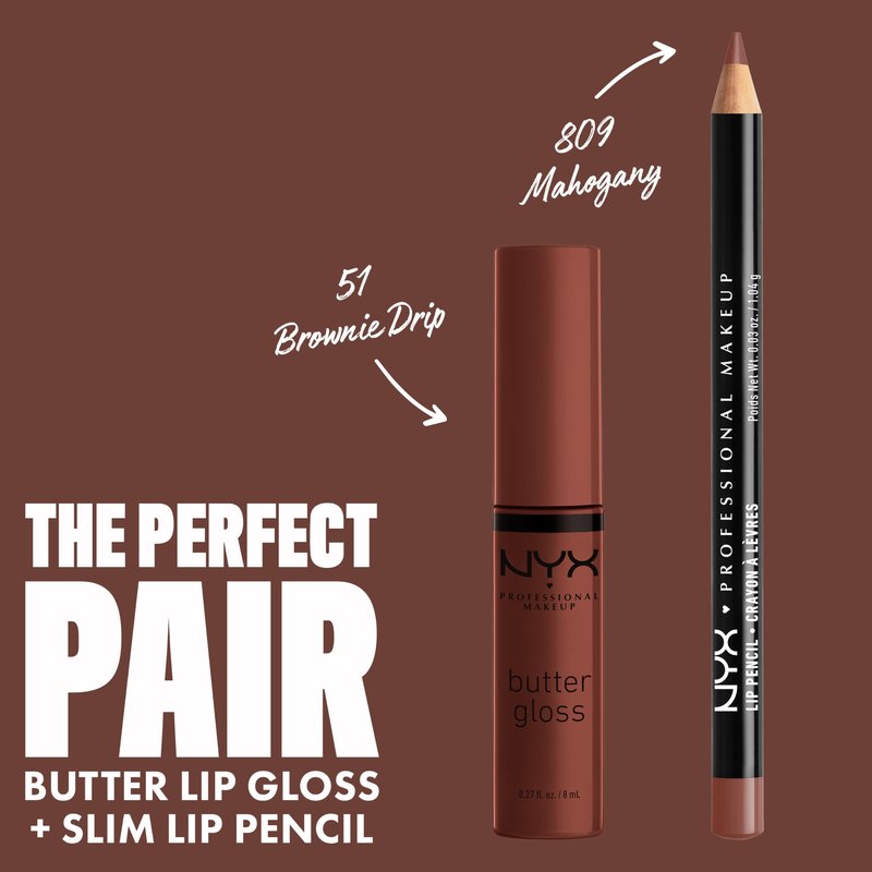NYX PROFESSIONAL MAKEUP Slim Lip Pencil, Long-Lasting Creamy Lip Liner - Mahogany