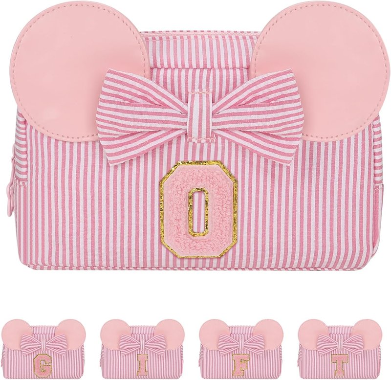 Cute Initial Makeup Bag for Girls - Small Travel Cosmetic Organizer Pouch | Perfect Birthday Gift for Ages 4-15