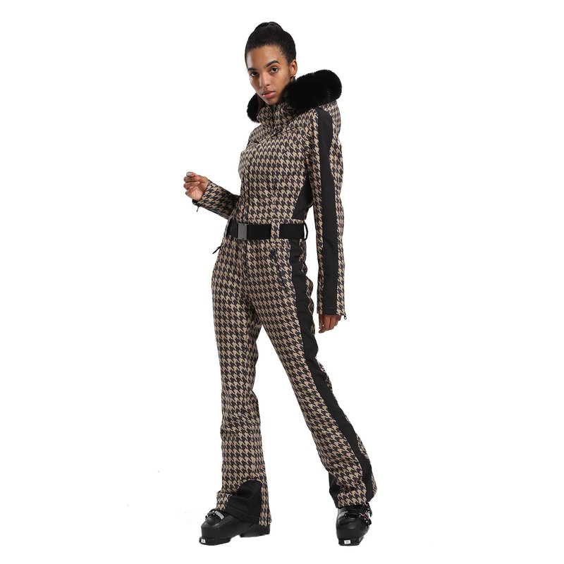 GSOU SNOW Women Ski Suit One Piece Snowsuit Snowboard Slim Insulated Jumpsuit Waterproof Windproof for Outdoor Sports