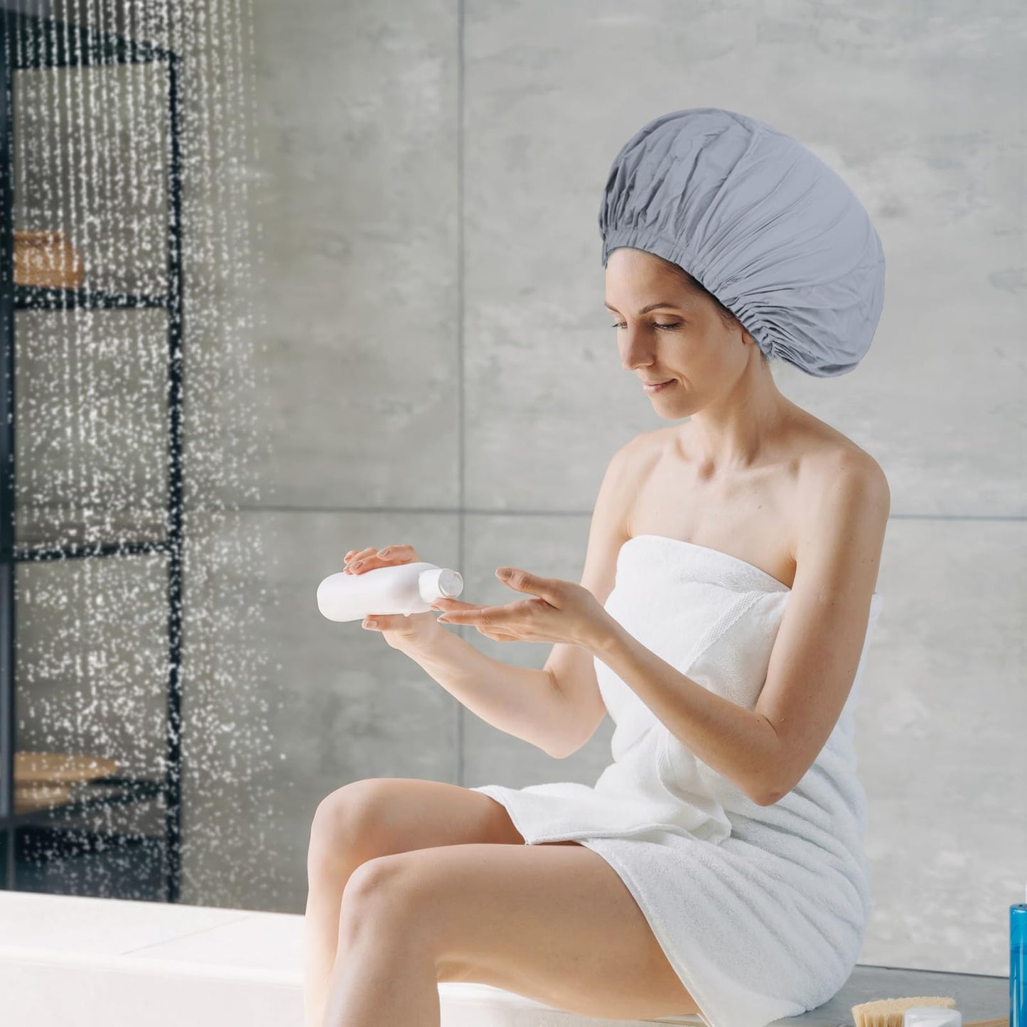 ELEBOX 4 Pack Premium Collection Super Jumbo Shower Cap Extra Large Shower Caps for Braids Shower Bonnets Women Waterproof Hair Caps for Spa Salon Shower Hat