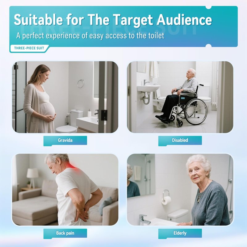 Toilet Aids Set for Wiping - Long Handle Butt Wiper for People Overweight, Elderly and Disabled, Bottom Buddy Wiping Aid for Bathroom ( 4PCS Personal Hygiene Kit )