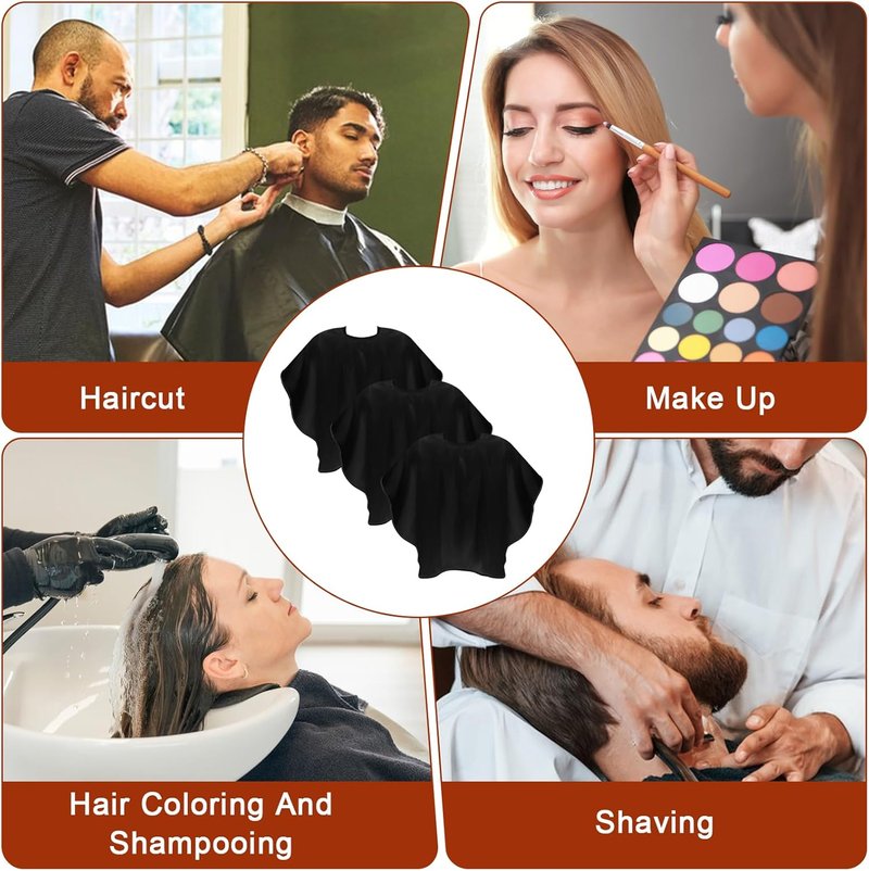 Makeup Capes - 3-Piece Shorty Apron Set for Hair Cutting & Dyeing | Adjustable Closure