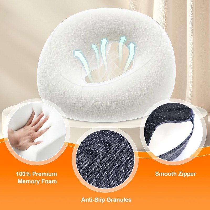 SKYIMOOO Face Down Pillow, Massage Headrest for Bed, Massage Face Cradle for Bed, BBL Pillow After Surgery Post Eye Surgery Vitrectomy Recovery (Navy Pro)