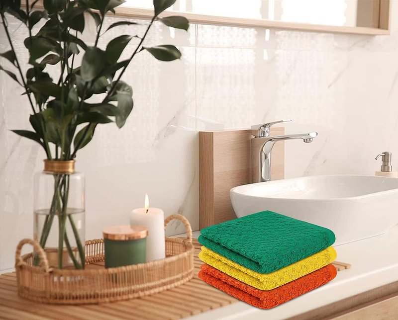 Skiennix Cotton Washcloths - Highly Absorbent 12x12 Inches | 16 Pack Multi-Color Lightweight Face & Body Towels