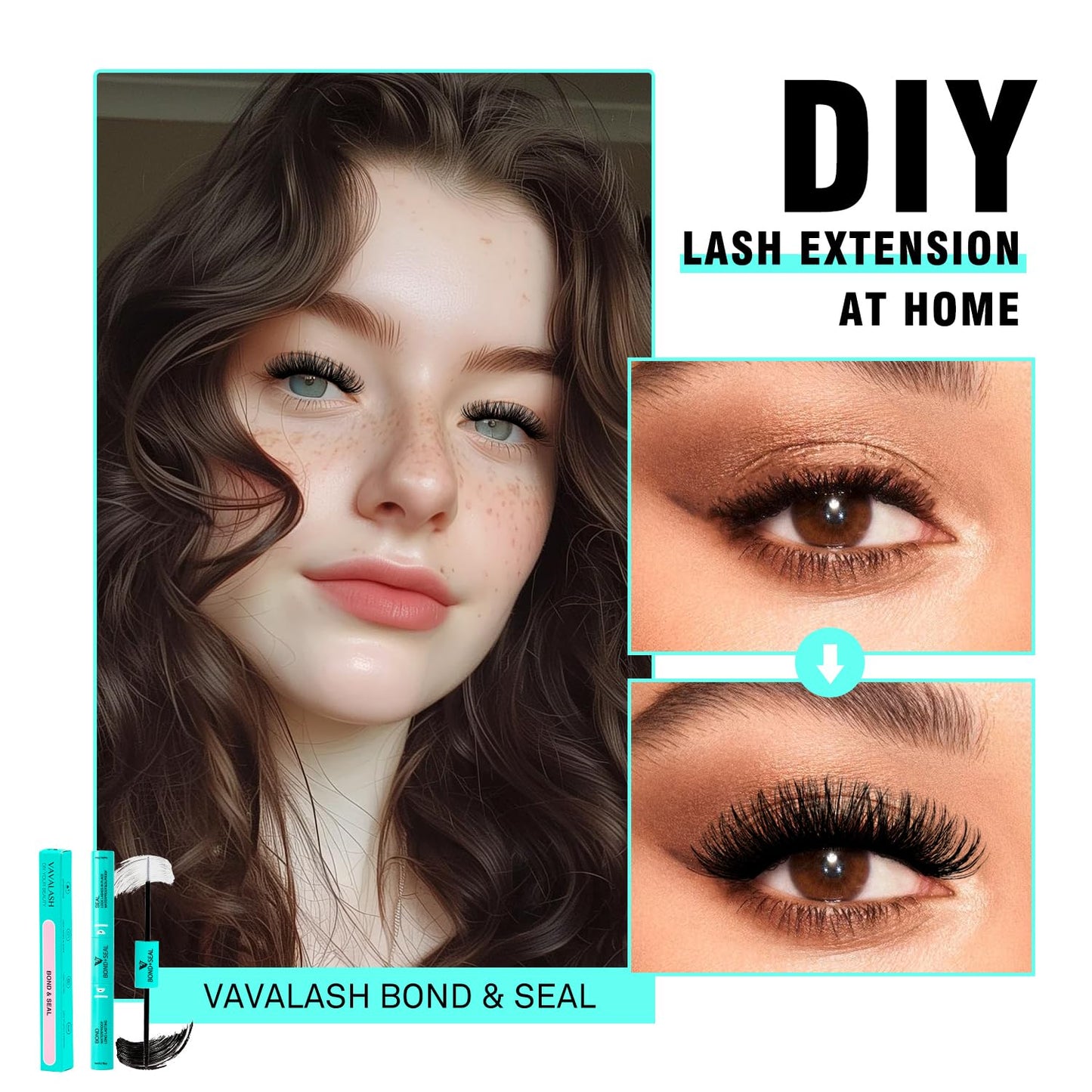 VAVALASH Lash Bond and Seal Waterproof Lash Glue 2 in 1 Long Lasting Lash Clusters Bond for Eyelash Extensions Strong Hold Waterproof Adhesive and Sealant DIY Lash Extension Glue