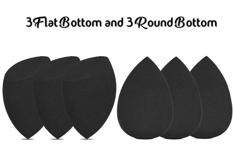 Opaz 6 Pcs Black Makeup Sponge Blender Set Non-latex Beauty Foundation Blending Edgeless Flawless Liquid, Cream, and Powder applicator sponges Puff set case