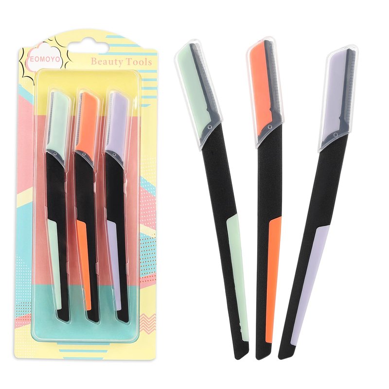 EOMOYO Dual-Tone Eyebrow Razor for Women, Value 3-Pack – Exfoliating Face Shaver & Facial Hair Remover, Safe & Precise Beauty Tool for Perfect Brows, Clean Girl Aesthetic