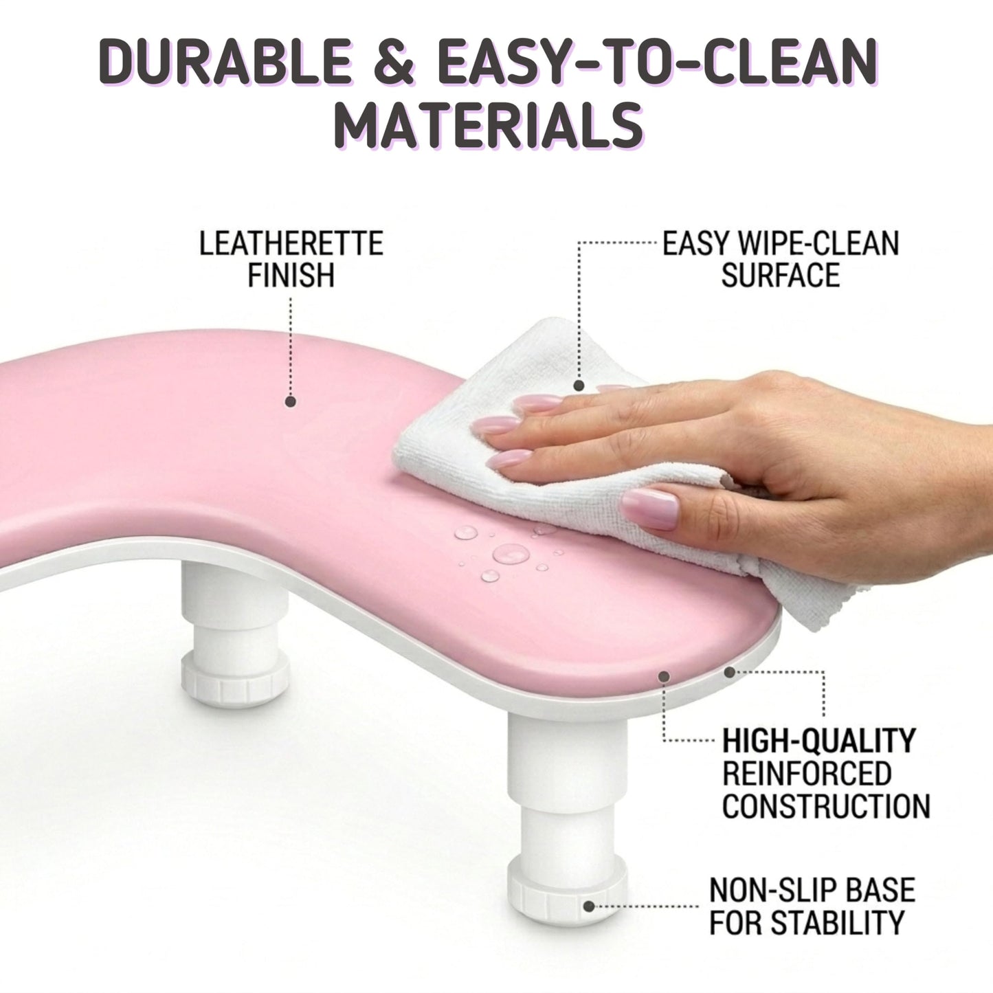 U Shaped Arm Rest for Nails Tech with Rotating Phone Holder - Adjustable Nail Arm Rest with Phone Holder - Detachable Manicure Hand Pillow for Salon or Home Use (Pink)