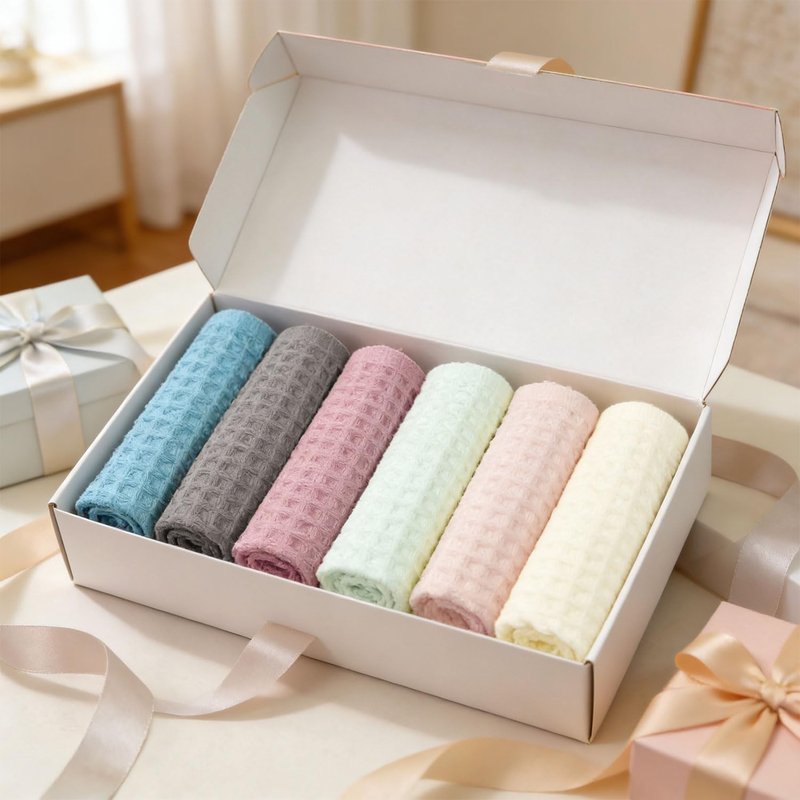 Cleanbear Waffle Washcloths 6 Pack, 100% Cotton Wash Cloths for Showering, 13” x 13”, Quick Dry & Absorbent Wash Cloths for Family & Daily Use (Multicolor)