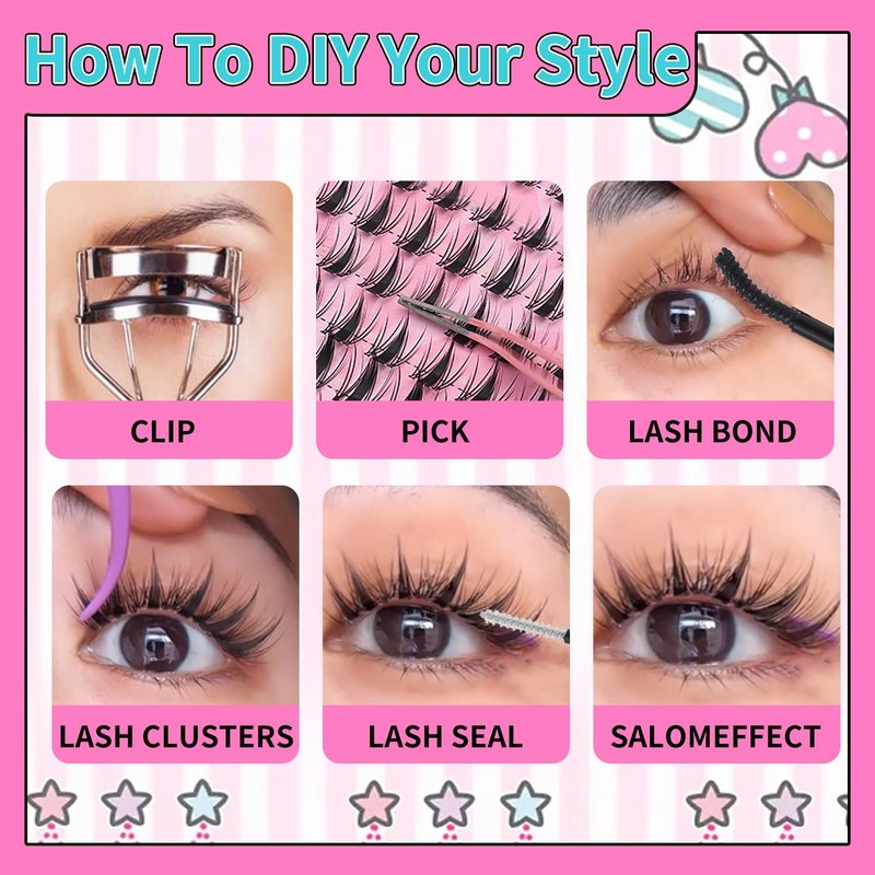 UIYPL Lash Clusters Kit-Cluster Eyelash Extensions. Eyelash Extension Kit. Volume Lash Clusters. Pro Lash. False Eyelashes & Adhesivesc. (wing kit 150pcs)