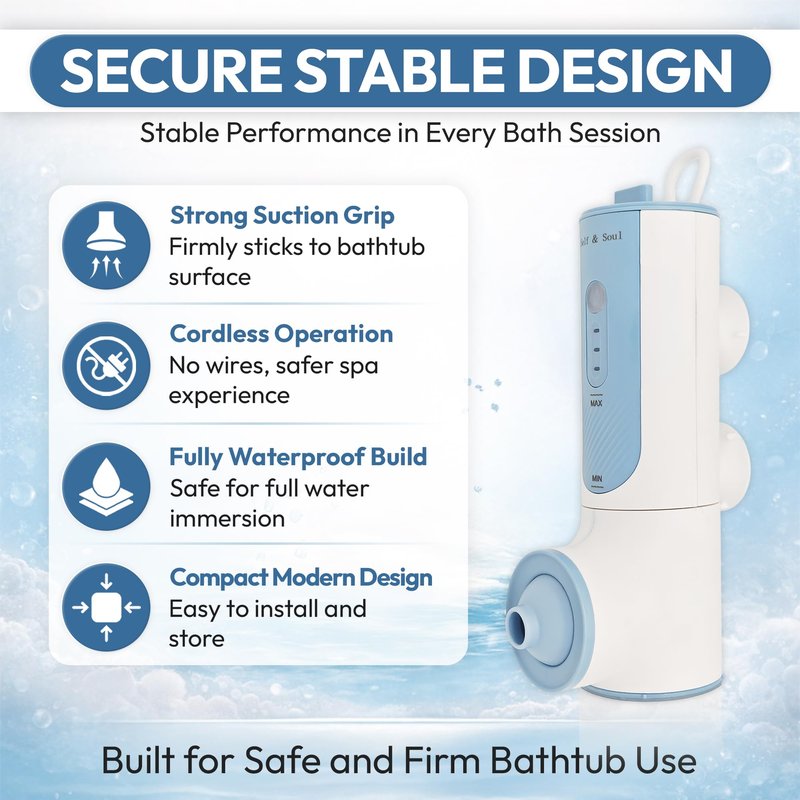 Self & Soul Bath Jets for Tub, Portable Jet Spa for Bathtub, 2-Level Adjustable Bubble Bath for Women, Jet and Bubble Mode, Cordless Bath Jet, Gifts for Women, Self Care Gifts, Relaxing Gifts
