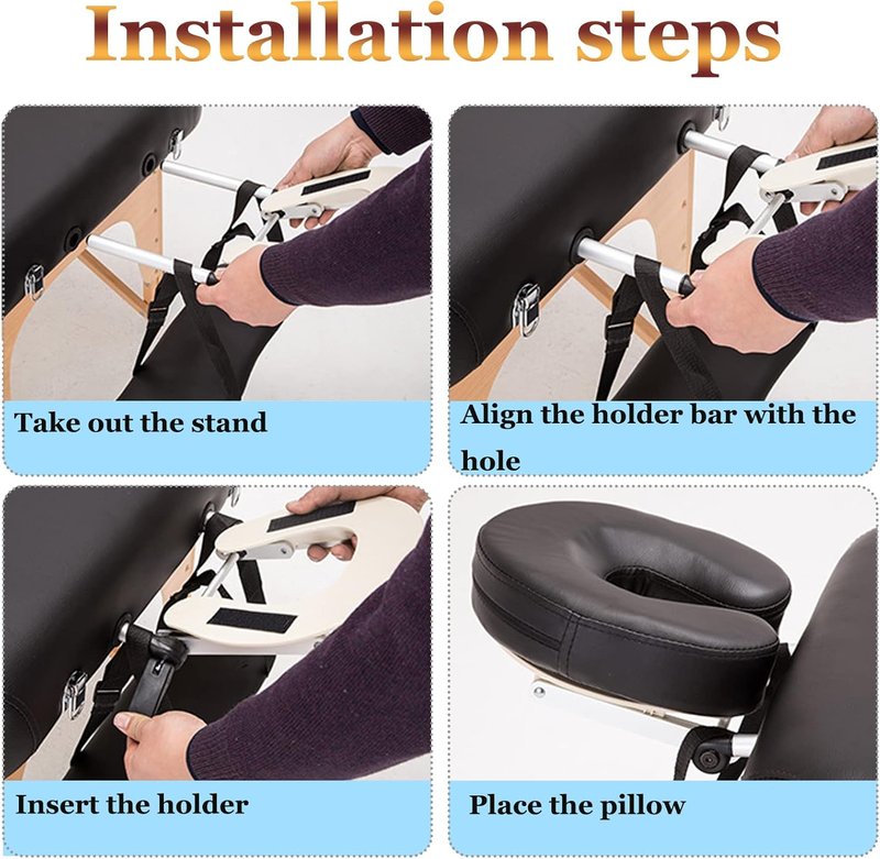 Skiennix Massage Headrest - Adjustable Aluminum U-Shaped Pillow for Bed & Face Cradle