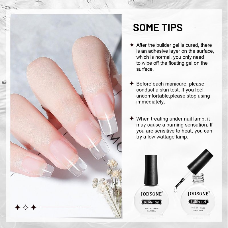 JODSONE 10ml Builder Gel for Nails - Clear Thickening Solution for Nail Extensions | Long-Lasting DIY Art