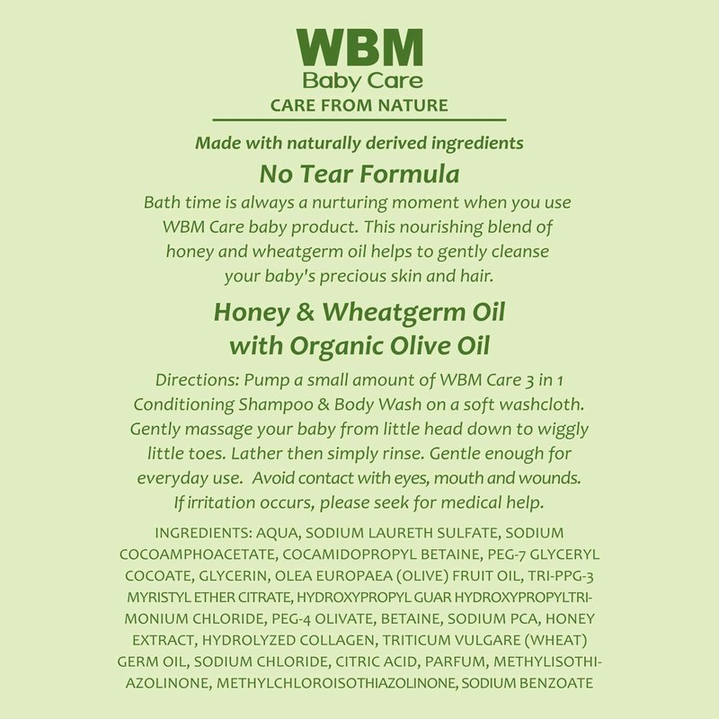 WBM Care 3-in-1 Baby Shampoo, Body Wash & Conditioner (10 oz, Pack of 2) offers a gentle, nourishing formula for baby’s hair and skin, Tear-free and hypoallergenic
