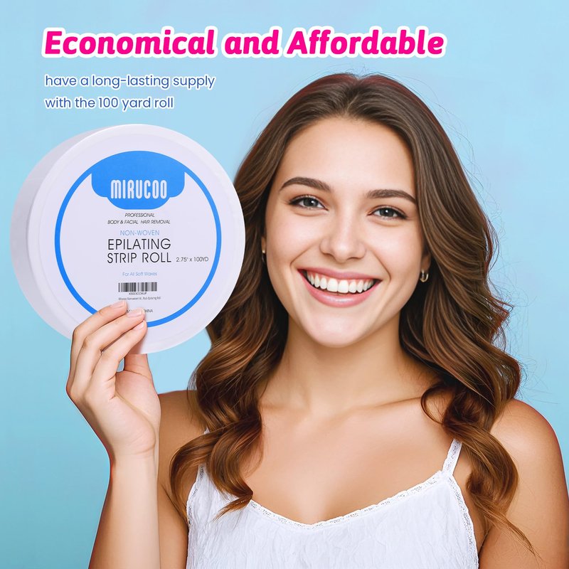 Mirucoo Non-woven Wax Strip Roll for Body and Facial Hair Removal, 2.75" x 100 Yards Pack Epilating Roll