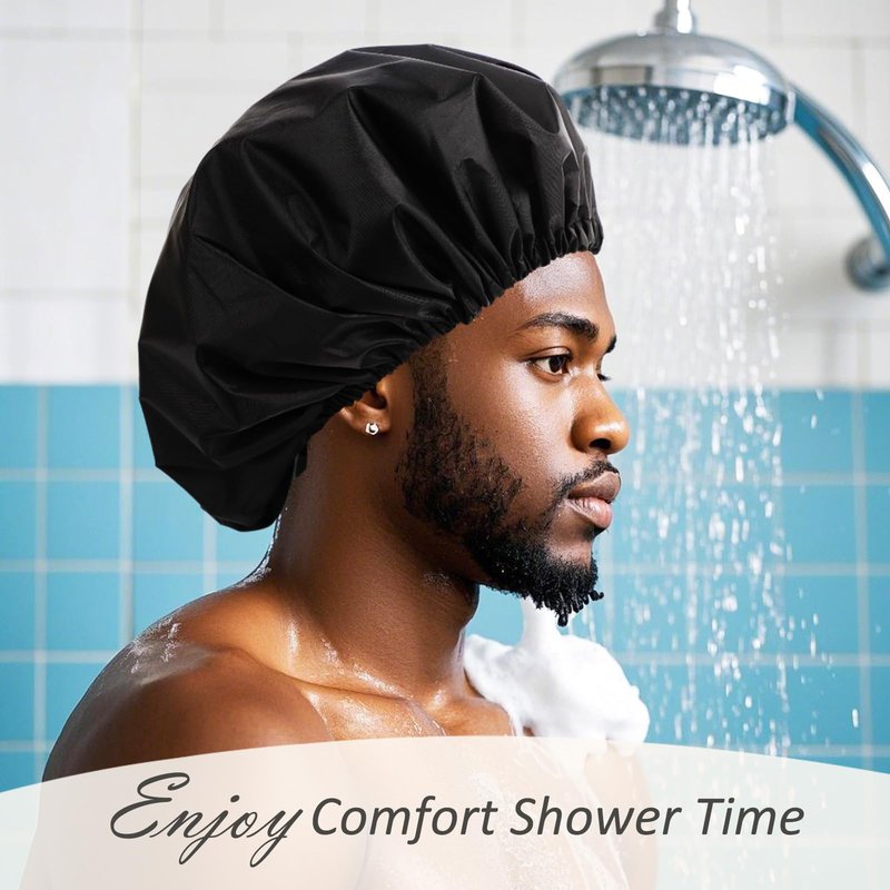 Adjustable Shower Caps for Women Men Reusable Waterproof Large Shower Cap for Men and Women Long Hair Braids