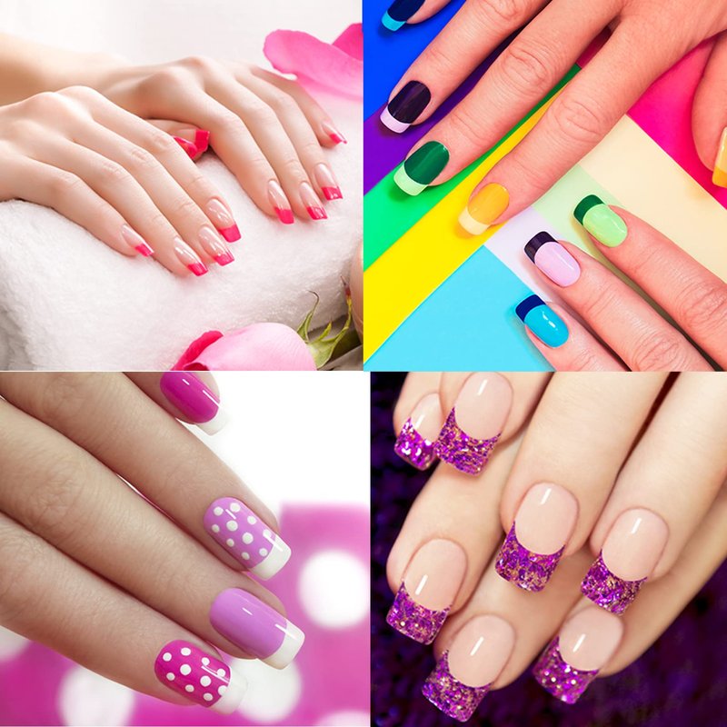 TailaiMei 36 Sheets 1368 Pieces French Manicure Nail Art Stickers, 3 Designs Self-Adhesive Nail Tips Guides for DIY Decoration Stencil Tools (3 Moon Shape Design, 36 Sheets)