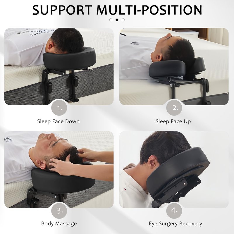 OIHYA Massage Headrest for Bed, Portable Massage Face Cradle for Bed, Massage Table Kit with Adjustable Height 5.5'' to 17'' for Home, Salon