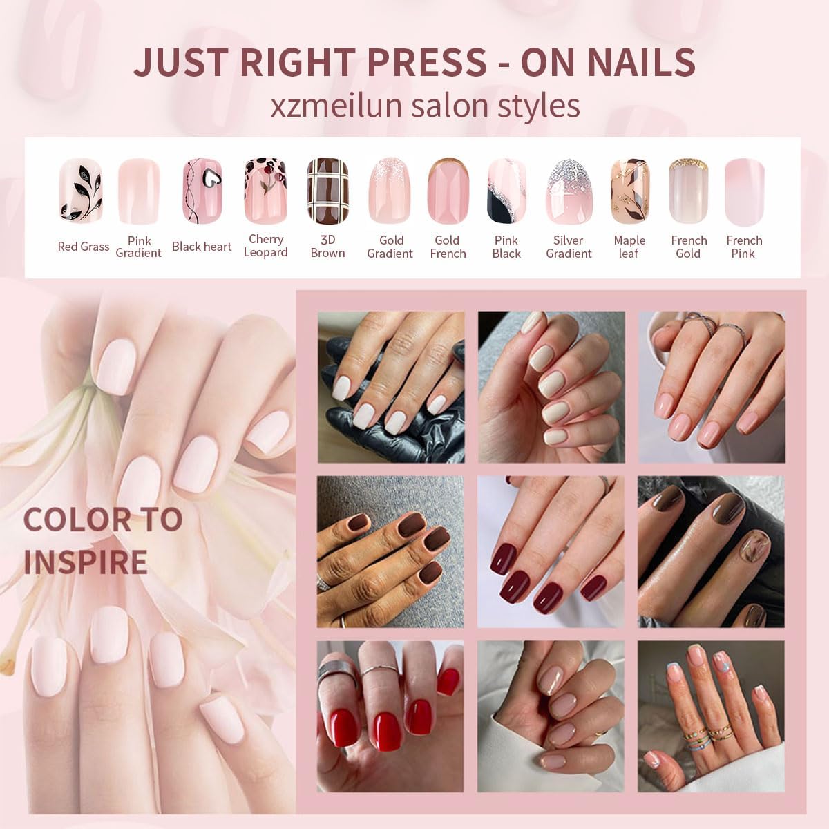 Skiennix Spring Fake Acrylic Press On Nails - Starry Sky Medium Almond, Glossy Reusable Design for Weddings & Parties | Perfect Gift for Women