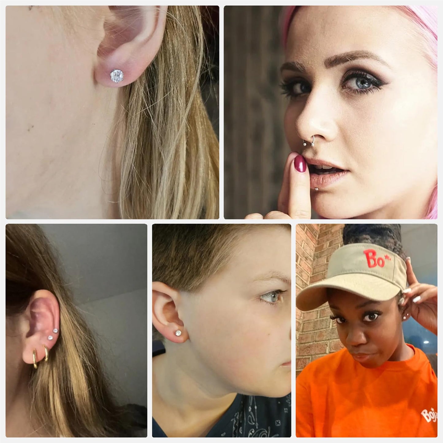Orglace Ear Piercing Kit With Self Piercing Gun, Earrings Stud and Clear Piercing Disc - 8 Pieces (523#-5mm White)