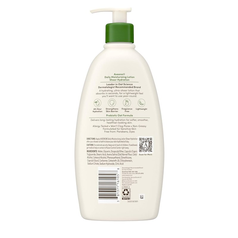 Aveeno Sheer Hydration Daily Moisturizing Lotion - Fragrance-Free, Lightweight & Fast-Absorbing, 18 fl. oz