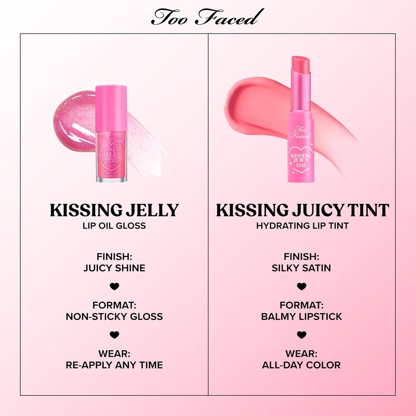 Too Faced Kissing Jelly Lip Oil Gloss - Hydrating Lip Oil & Gloss Hybrid for Moisture & Shine