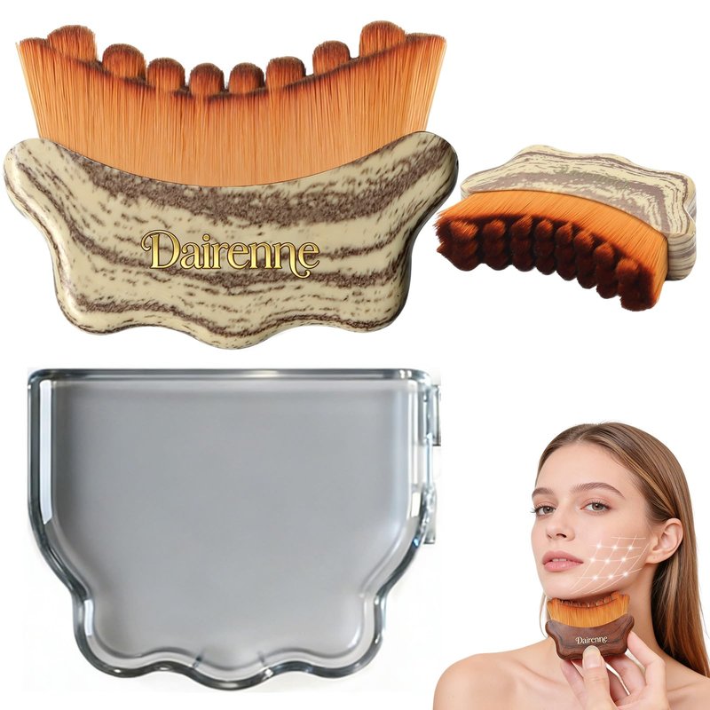 Lymphatic Contour Face Brush - Facial Sculpting & Anti-Puffiness Tool | Ultra Soft Dry Brush for Jawline Massage & Lymphatic Drainage | Ergonomic Design (Gray, 1pc)