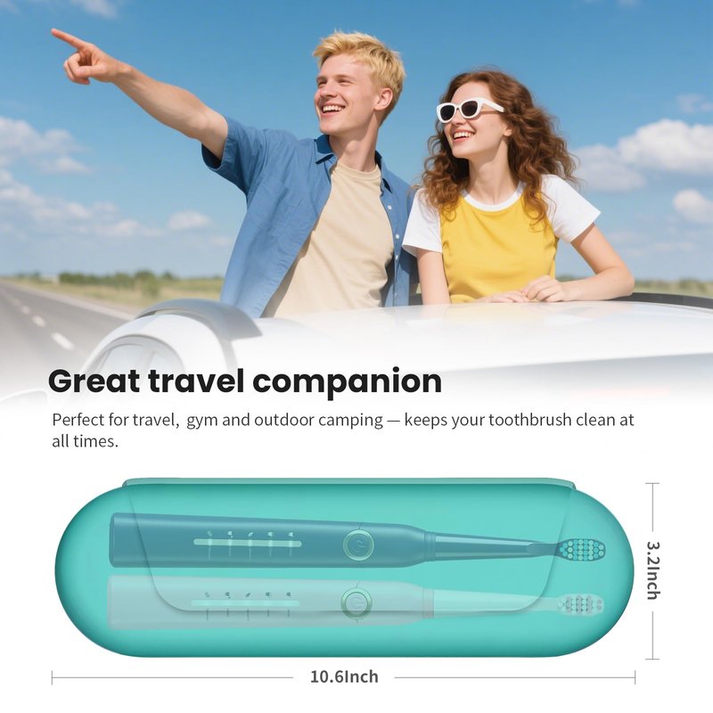 iTokGok Silicone Electric Toothbrush Travel Case, Manual Toothbrush Travel Cover for Men and Women,Toothbrush Holder for Travel,Gym and More, Fits Most Manual and Electric Toothbrushes - Mint Green