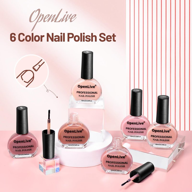 OpenLive Jelly Nail Polish Set 6 Colors Nude Pink Pale Purple Jelly Quick Dry Nail Polish Set for Nail Art Manicure DIY Salon
