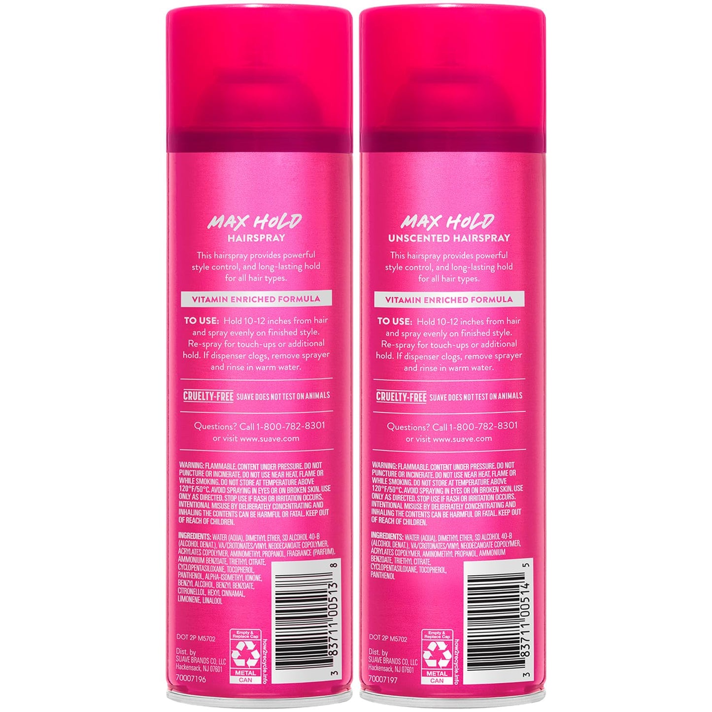 Suave Hairspray Max Hold Variety 2-Pack, Unscented & Scented Formulas – Aerosol Hairspray, 11 Oz Ea.