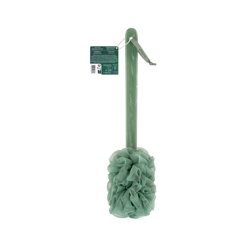 EcoTools Sea Gems EcoPouf Bath Brush, Gentle Exfoliating Body Scrubber for Shower Cleansing & Smoothing, Recycled Netting Loofah with Long Handle, Vegan & Cruelty-Free, 1 Count
