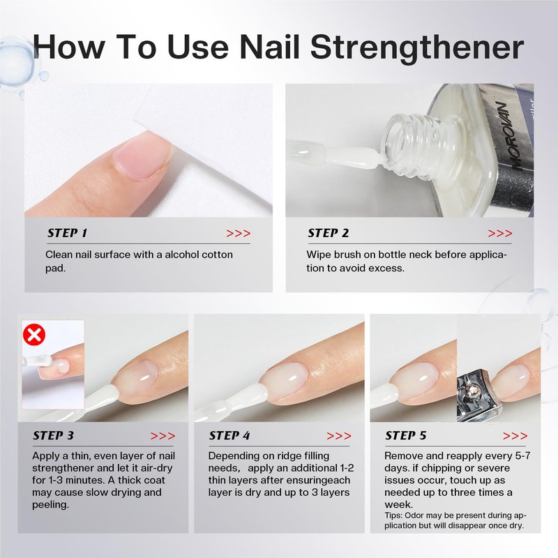 Morovan Nail Strengthener and Growth: Milky White Nail Polish Hardener Ridge Filler, Nail Repair for Damaged Nails, Natural Keratin Strengthening Polish and Concealer, Nail Care for women